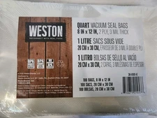Weston Vacuum Sealer Food Bags, 8" x 12", Quart Size, 100 Count, Transparent