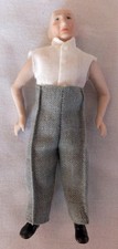 Miniature Bisque Head Mignonette Bald Man Doll 14.5 cm high: Partly Felt Body.