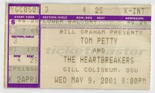 Vintage 2001 Tom Petty Wallflowers Concert Ticket Stub Corvallis OR