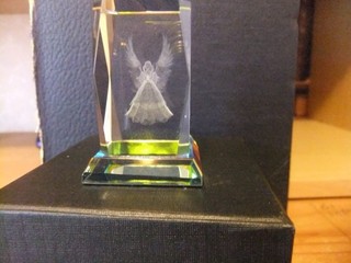3D Laser etched Guardian Angel in a paper weight in original box Country Artists