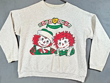 Vintage Raggedy Ann & Andy Gray Unisex XL Sweatshirt Long Sleeve Christmas