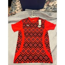 Puma Maglia Maglia Calcio Sportiva Rossa Nera Stampa Geometrica Uomo