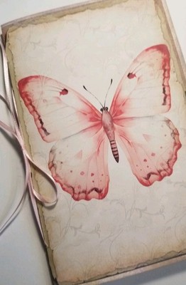 Junk Journal Booklet ''BUTTERFLIES & ROSES'', FLORAL, Pockets, Cards, Ephemera +