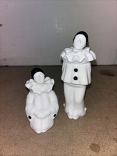 Rare Vintage Avon Pierrot Clown Pair Milk Glass Perfume Tasha Collectible