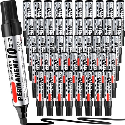 48 PCS Jumbo Size Permanent Markers Bulk Black Waterproof Chisel Tip Industrial