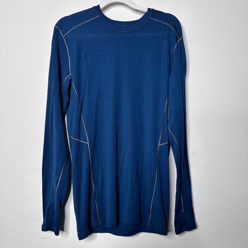 Kuhl Mens Base Layer Crew Neck L/S Stretch Polyester Blue Thumb Holes Size L