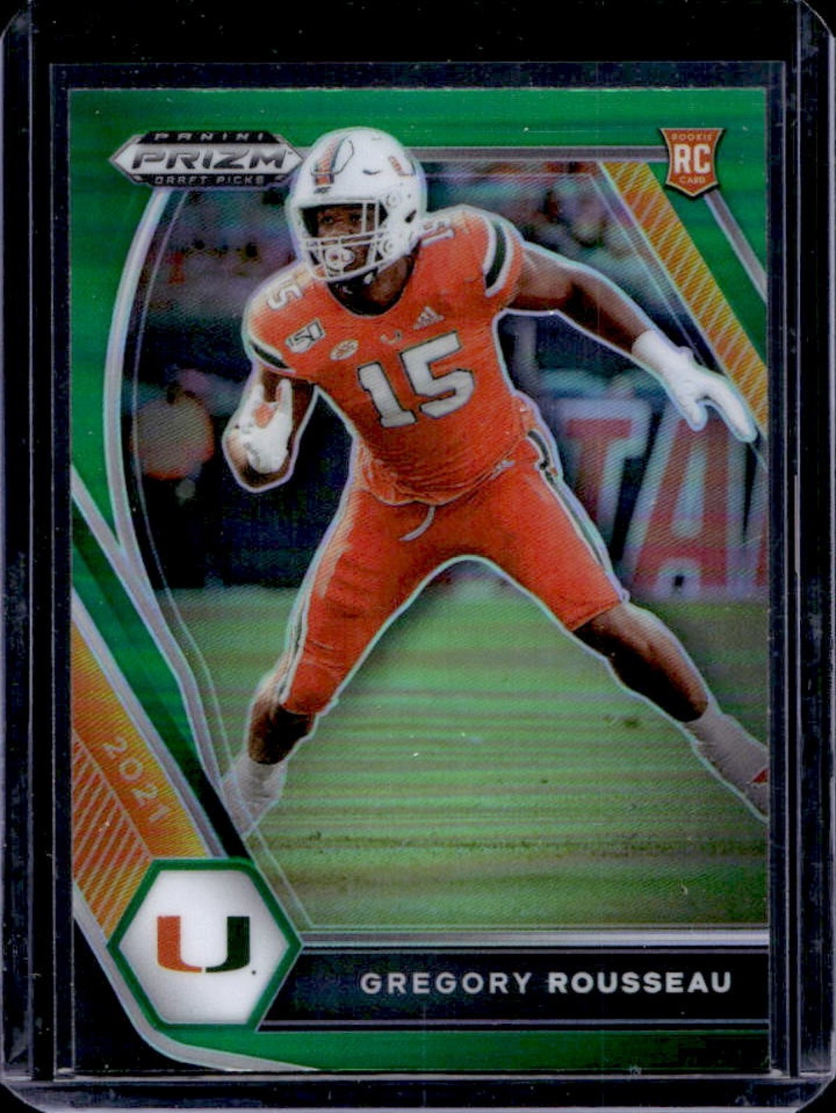 2021 Prizm Draft Picks Greg Rousseau RC Green #144 Hurricanes