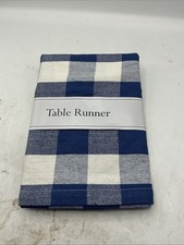 Table Runner Navy Buffalo Check 14 x 72in 100 Cotton