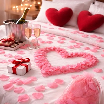 160 x Rosa Rose Blütenblätter Muttertag Liebe Geschenk Tischdeko Stoff