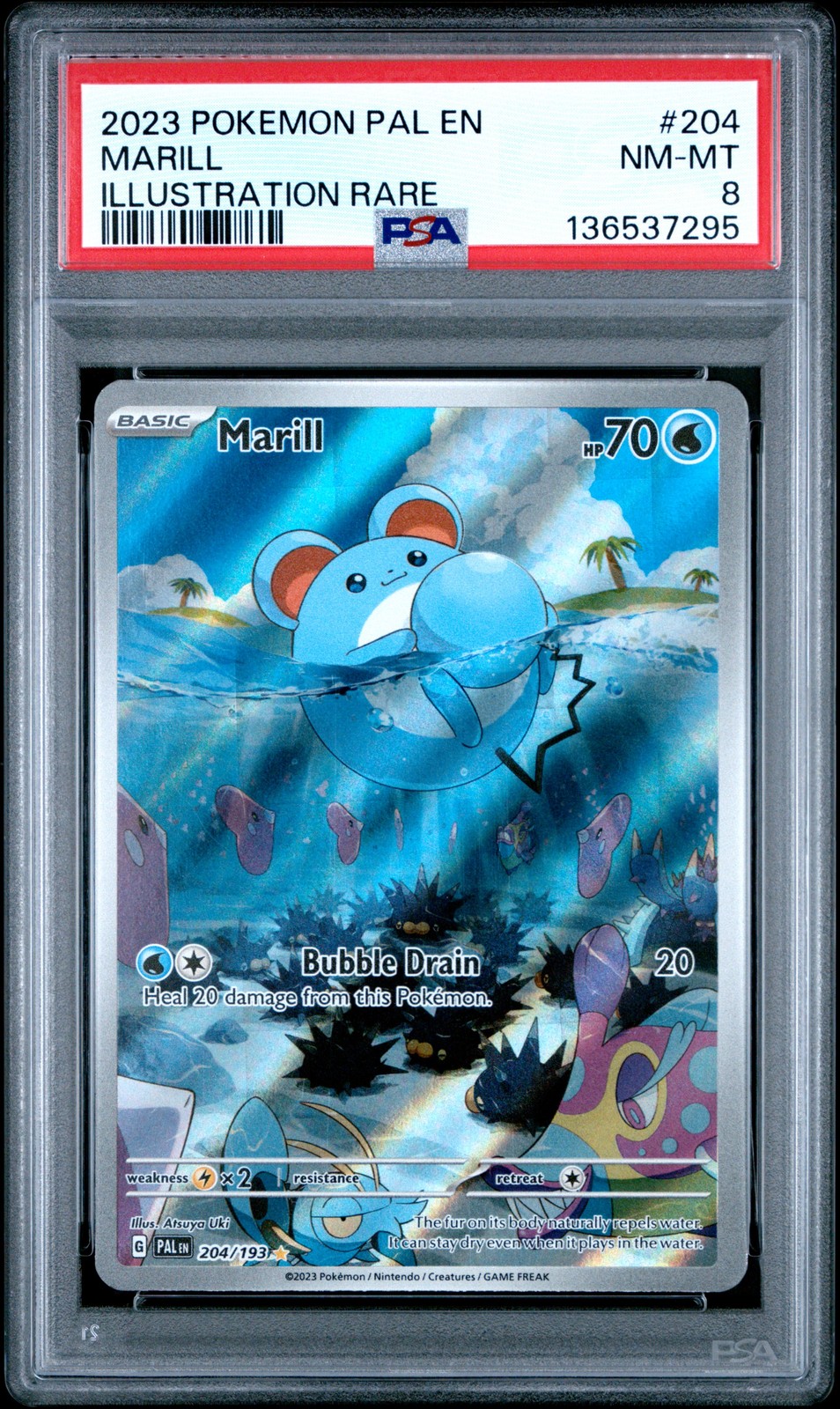 2023 POKEMON PAL EN-PALDEA EVOLVED ILLUSTRATION RARE #204 MARILL PSA 8