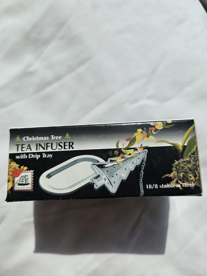 Infusor de té en forma de árbol de Navidad vintage de acero inoxidable para hornear té en caja Foto 2 de 4
