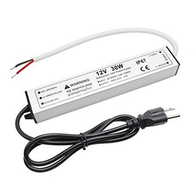 30W 12 Volt LED Power Supply, Waterproof IP67 LED Driver, 30 Watt 12V 1Pack