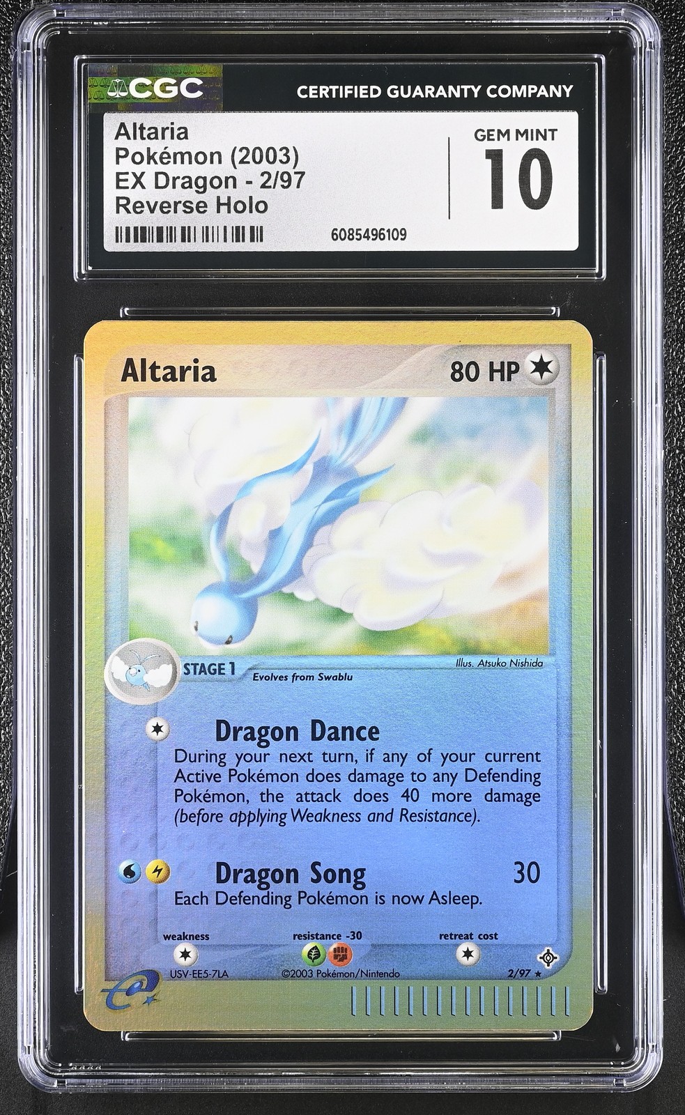 CGC 10 GEM MINT Altaria 2003 EX Dragon 2/97 Reverse Holo Pokemon Card