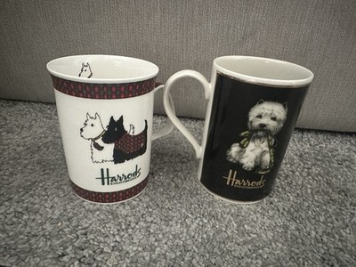 Harrods Fine Bone China Westie & Scottie Hund x 2 - Scotty Hund hat kleinen Riss