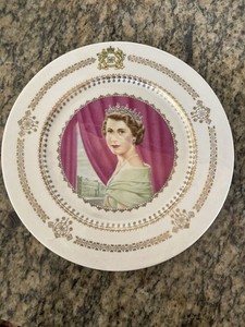 Queen Elizabeth ii Coronation Plate, Kirk China, Gold Plated, Exc