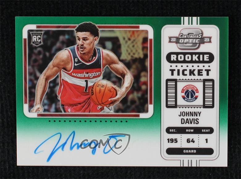 2022 Panini Contenders Optic Green Prizm 52/75 Johnny Davis Rookie Auto RC 04cw