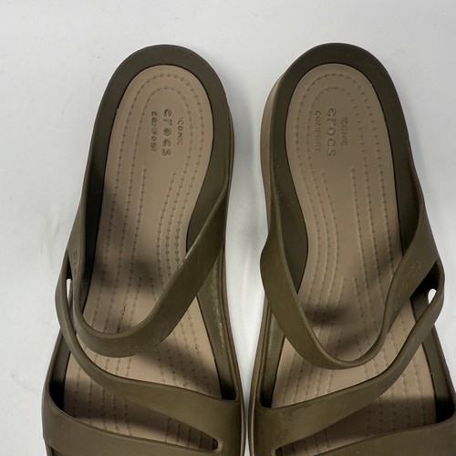 Sandalias Crocs para mujer Swiftwater con tiras marrones cómodas toboganes para mujer 10 zapatos - Imagen 3 de 5