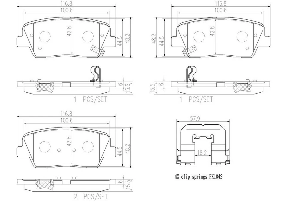 Rear Disc Brake Pad Set for 2010-2013 Hyundai Genesis Coupe 3.8 Grand Touring - Image 3 of 4