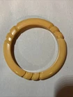 Vintage Carved Bakelite Butterscotch Bangle Bracelet Jewelry