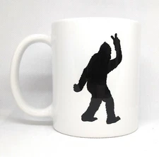 Bigfoot Peace Sign Yeti Ceramic Coffee Mug | Sasquatch Coffee Cup | 11-Ounce Mug