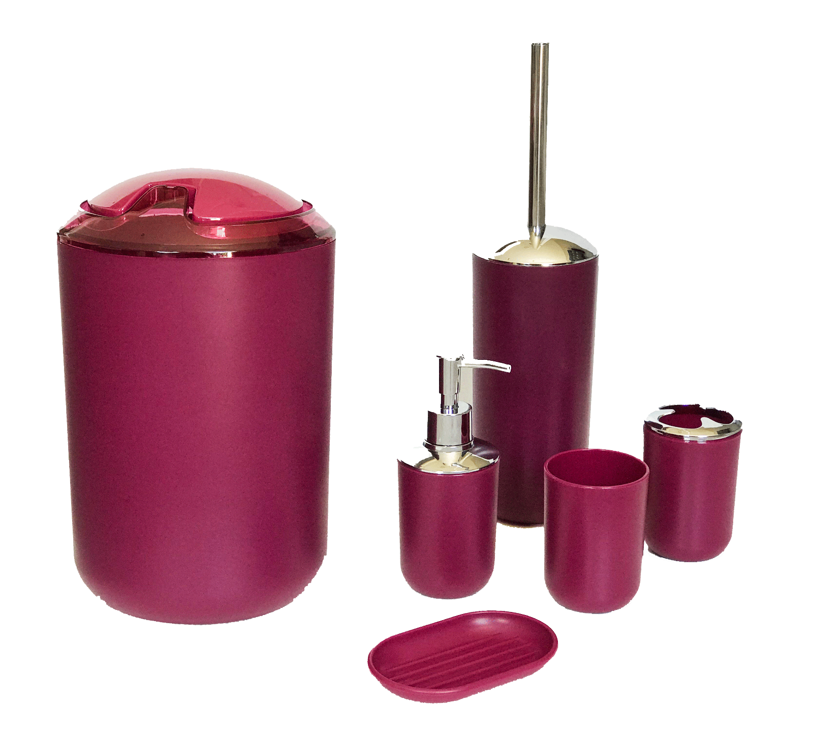 6pc Bathroom Accessories Set Bin Soap Dispenser Toothbrush Tumbler