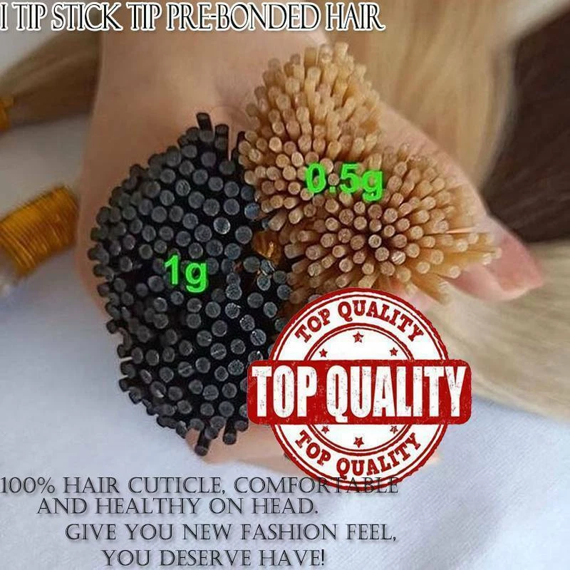 Extensiones de cabello humano Stick I Tip 100 % Remy pre adheridas GROSOR 150 G helado 1 g/hebras Foto 3 de 4