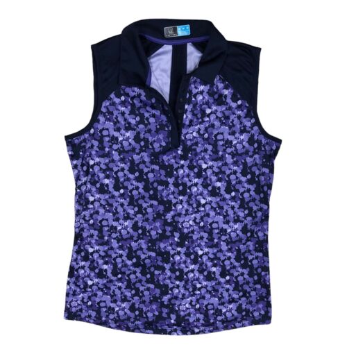T-shirt de tennis de golf imprimé violet abstrait sans manches taille M - Photo 1 sur 8