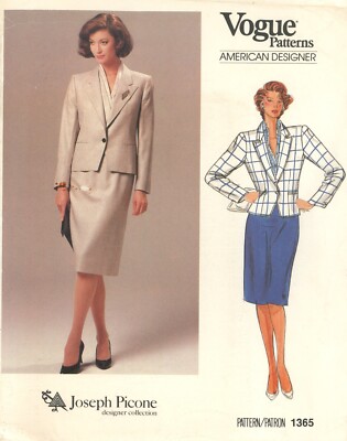 Vogue 1365 JOSEPH PICONE 80s Power suit, Blazer Jacket & Straight Skirt Sz 16 UC