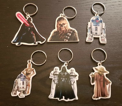 6er Set - Star Wars Original Trilogie SCHLÜSSELANHÄNGER - Vader Chewbacca Yoda R2D2 C3PO