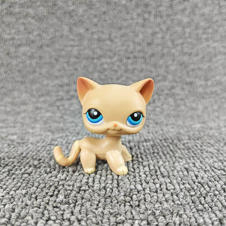 リトルペットショップ Littlestpetshop 猫2 228 Littlest Pet Shop Beige Cream Short Hair Cat Kitty Blue Eyes