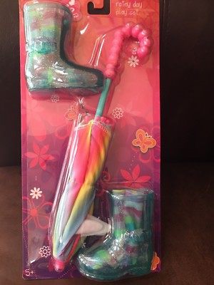 My Life As Doll Unicorn Rainy Day Play Set w/ Umbrella Boots & Socks New