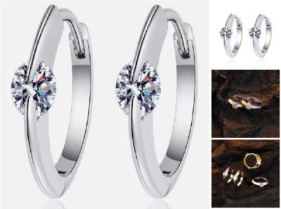 925 Sterling Silber Creolen Huggie Ohrringe Zirkon Stein Damen Ohr Schnalle Schmuck