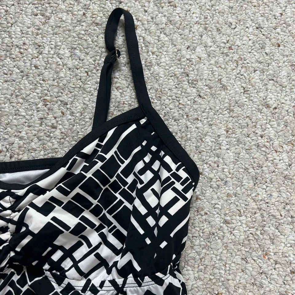 Apt. 9 Tankini acanalado negro blanco para mujer talla 18W correas ajustables geométricas Foto 2 de 4