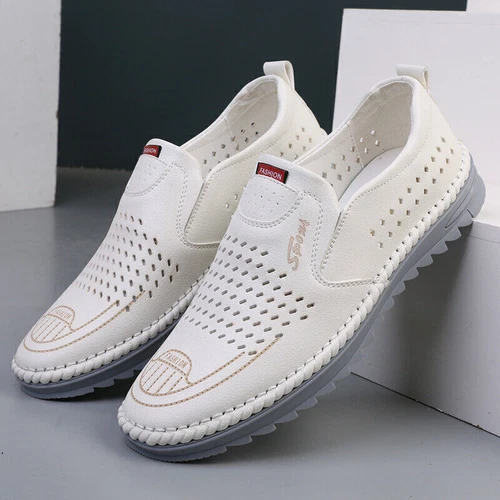 Mens Leather Slip On Loafers Casual Driving Boat Deck Moccasin Shoes UK Size 6-9 - Picture 9 of 15