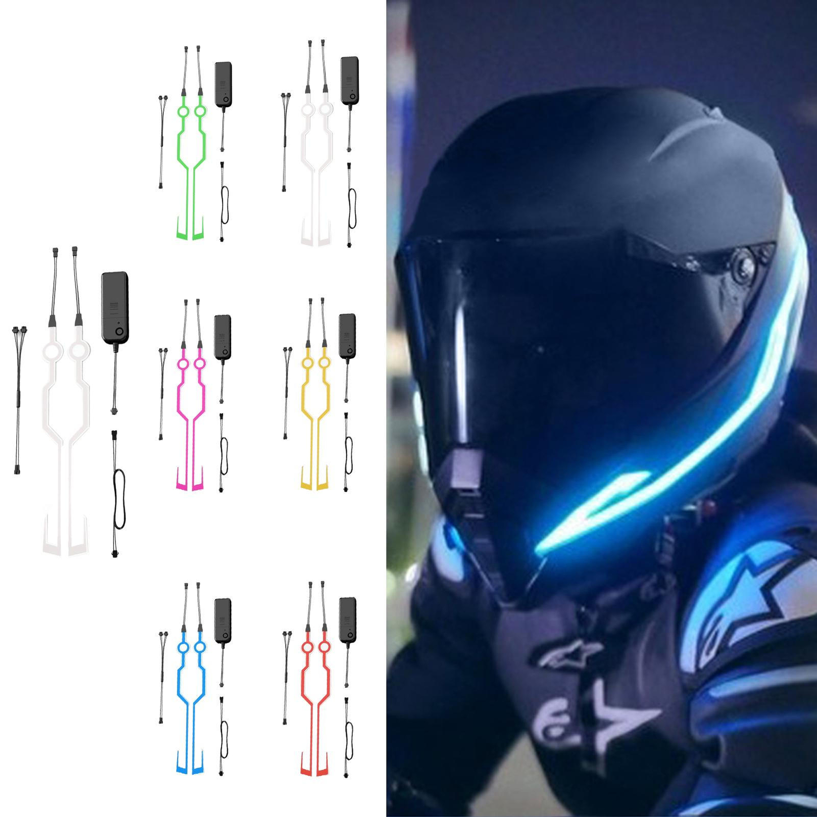 LED Helmet Light Strip - Bright Waterproof Warning Light for Motorcycle Helmets  