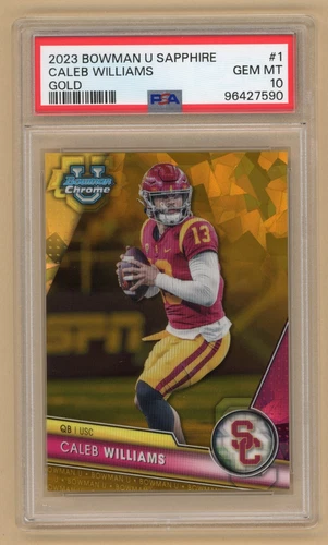 Caleb Williams - 2023 Bowman U Chrome - Gold Sapphire /50 - PSA 10