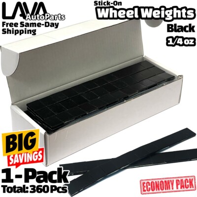 1 Box 1/4 oz Black Wheel Weights Stick-on Adhesive Tape Total 360 Pcs Lead-Free