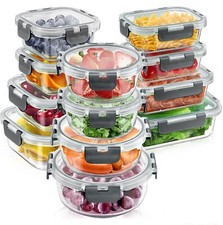 Glass Food Storage Containers Set With Airtight Lids, Meal Prep Oven Safe 24pcs