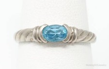 Vintage Blue Topaz Sterling Silver Ring - Size 8