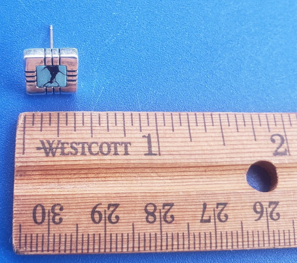 Pendiente único vintage Ralph Lauren de oro blanco macizo de 14k con piedra azul Foto 4 de 4