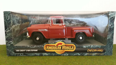 CHEVROLET CHEVY 3100 STEPSIDE 1955 PICK UP rouge 1/18 AMERICAN