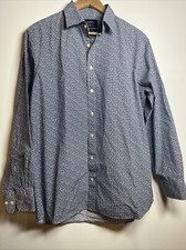 Charles Tyrwhitt Dress Shirt Men's L Blue/White Classic Fit