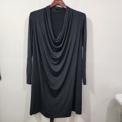 ALLSAINTS Amei Cowl Neck Draped Mini Dress Black $269 Womens Size 2 Stretch