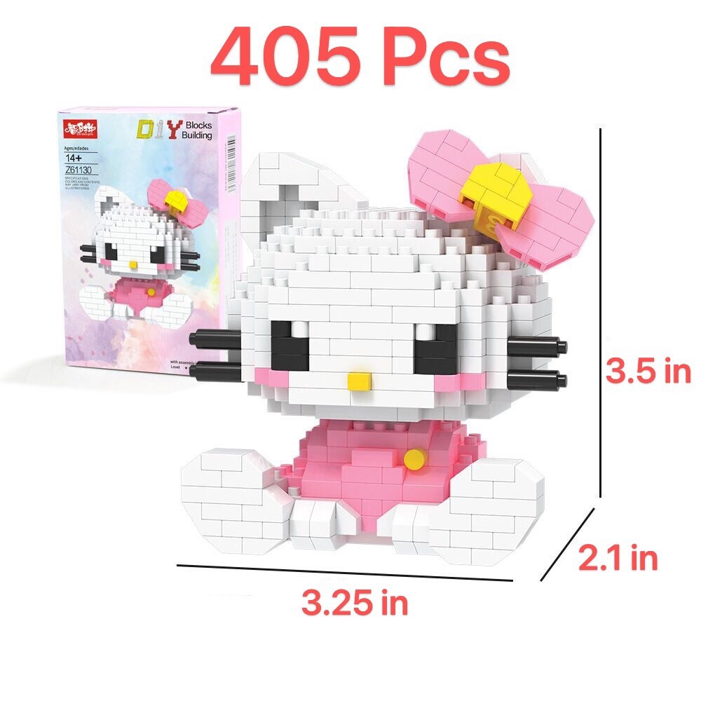 hellokittyおもちゃ Hello Kitty Mini Building Blocks,405 Pcs Puzzle Building Blocks
