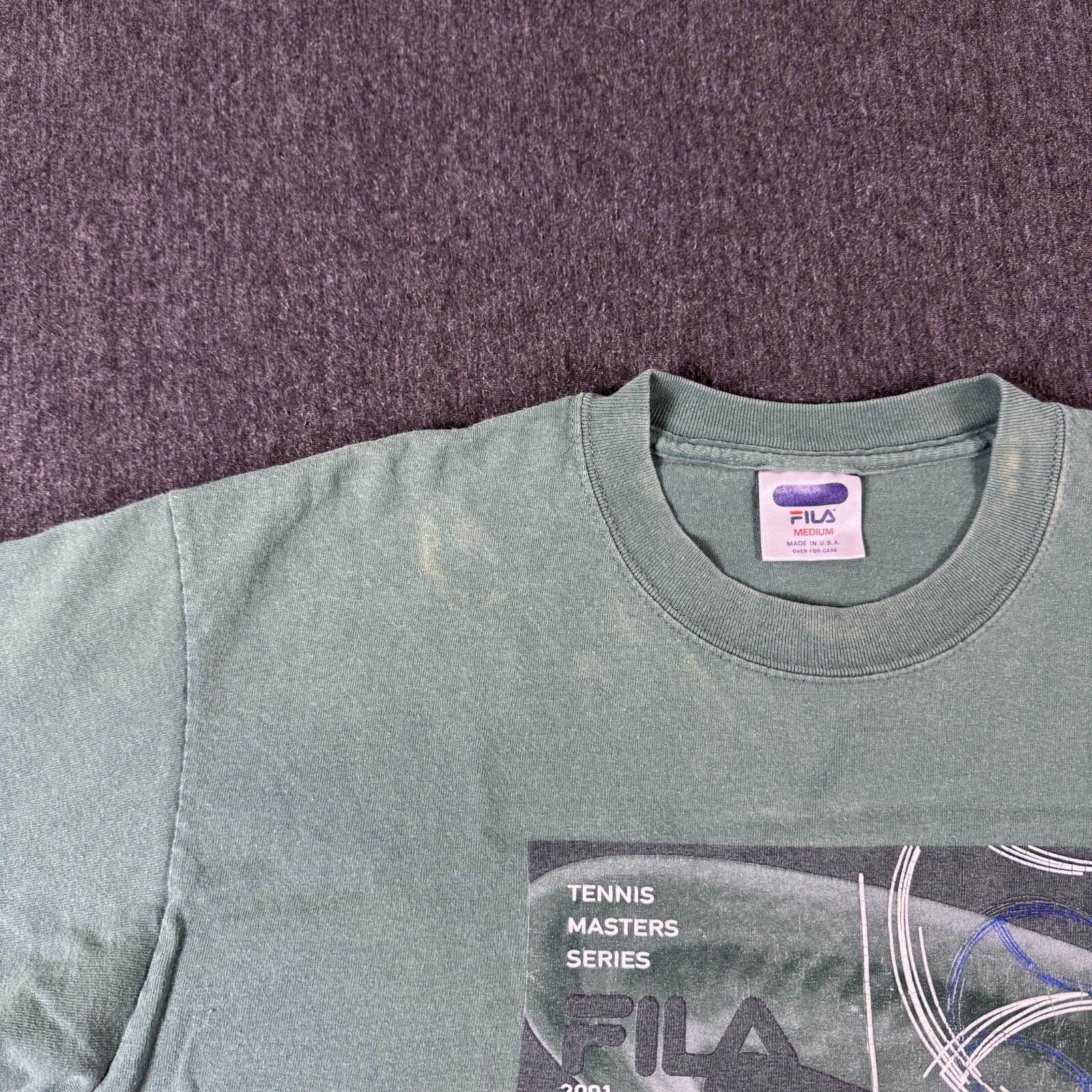 T Shirt Fila Uomo Verde Tennis Masters Serie 2021 Cincinnati Stampa Grafica Tg M