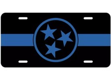 Blue Line Tennessee Police Tri Star Aluminium License Plate Highest Quality Blue Line Tennessee Police Tri Star Aluminium License Plate Highest Quality