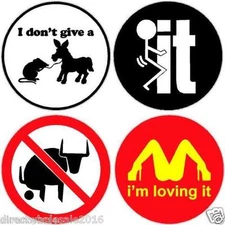 Lot of 4 Rude Die Cut Vinyl Decal Stickers 4" Size