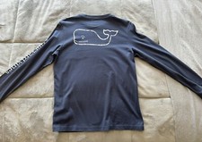 Vineyard Vines Shirt Blue Whale Spellout Long Sleeve Tee Boy  s L 16 