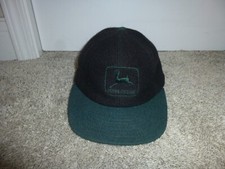 Vintage John Deere Wool Baseball Cap Truckers Snap Back Hat Black & Green