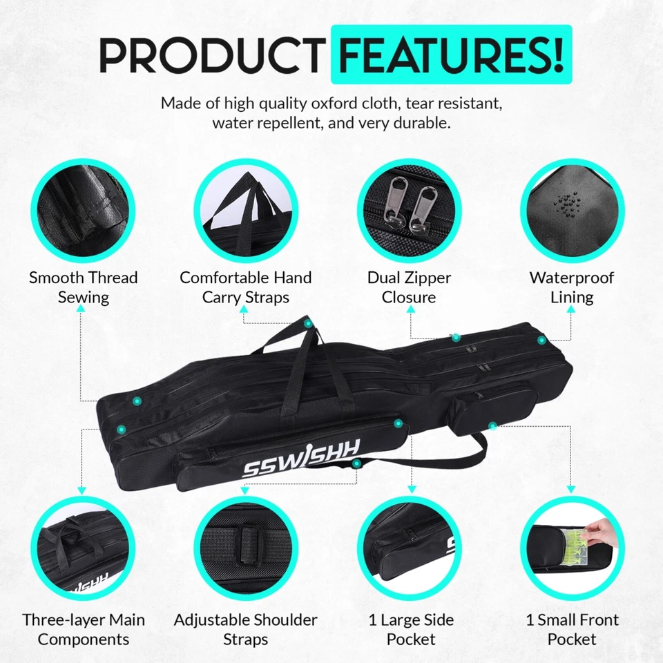 Fishing Rod Case - 3 Layers Fishing Pole Bag Portable Carry Storage Case 130cm - Image 2 of 4